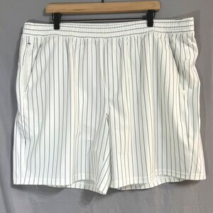 VRST Mens 7" All-In‎ Lined Shorts Pure White Pinstripe XXL Pockets UPF 50+ NEW
